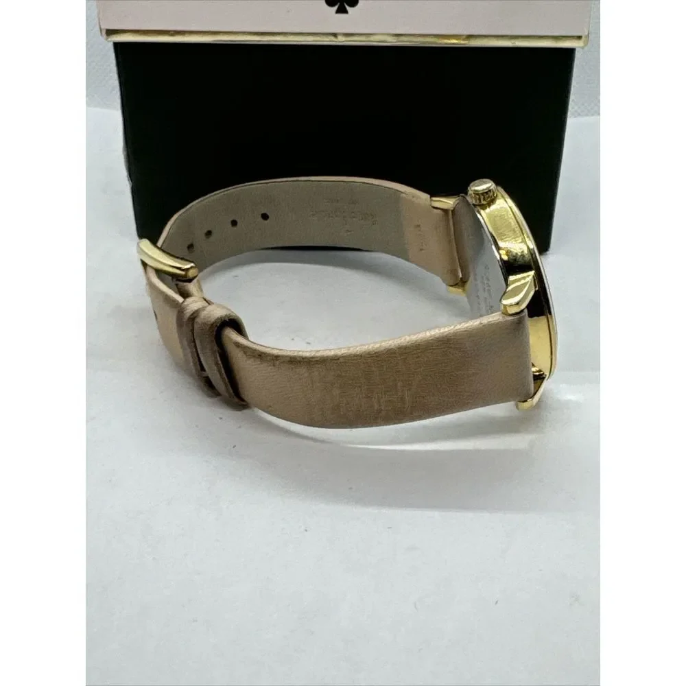 Kate Spade 0484 Women Beige Leather Strap Analog Dial Quartz Wrist Watch JNA135